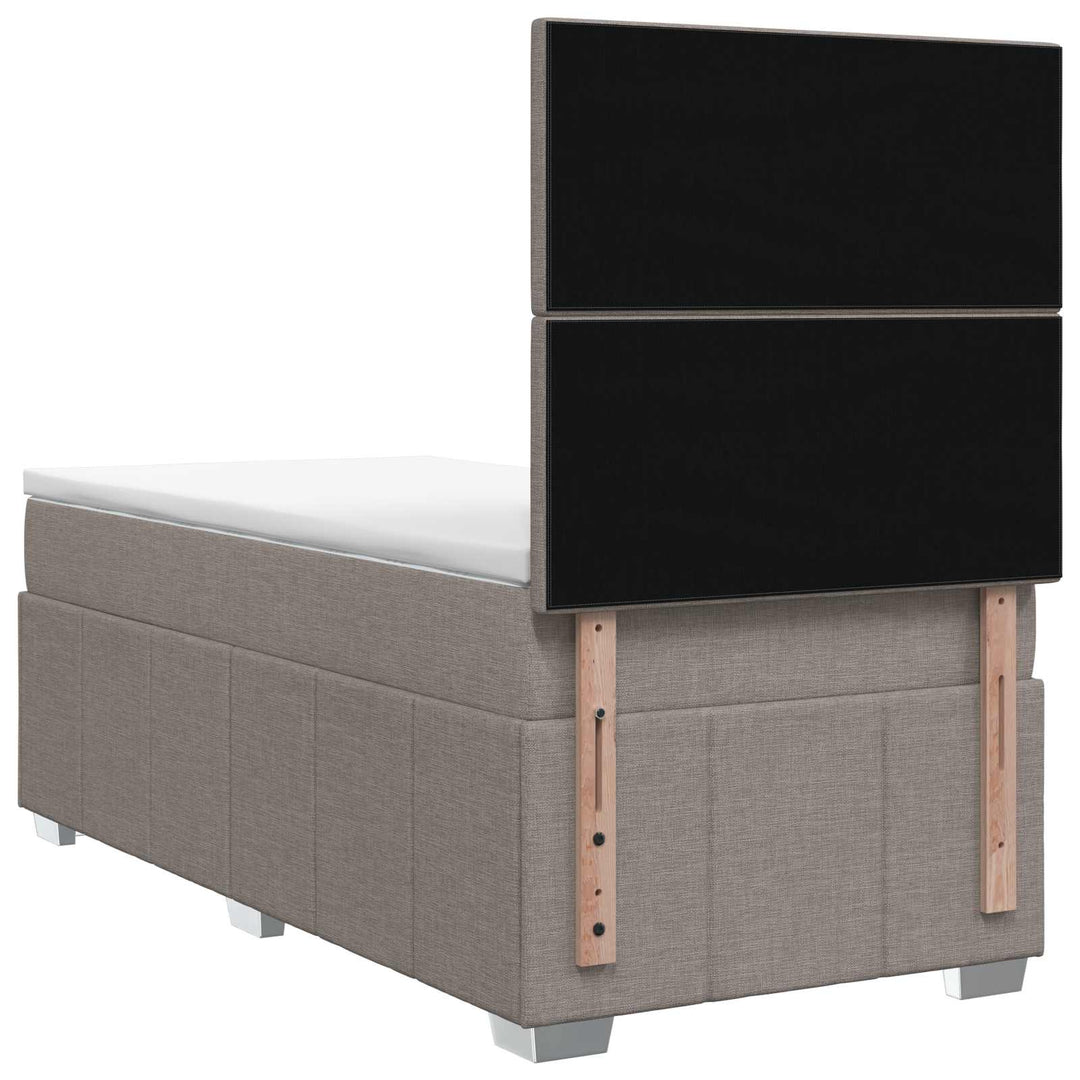 Boxmadras med topmadras Gråbrun 100 x 200 cm Stof