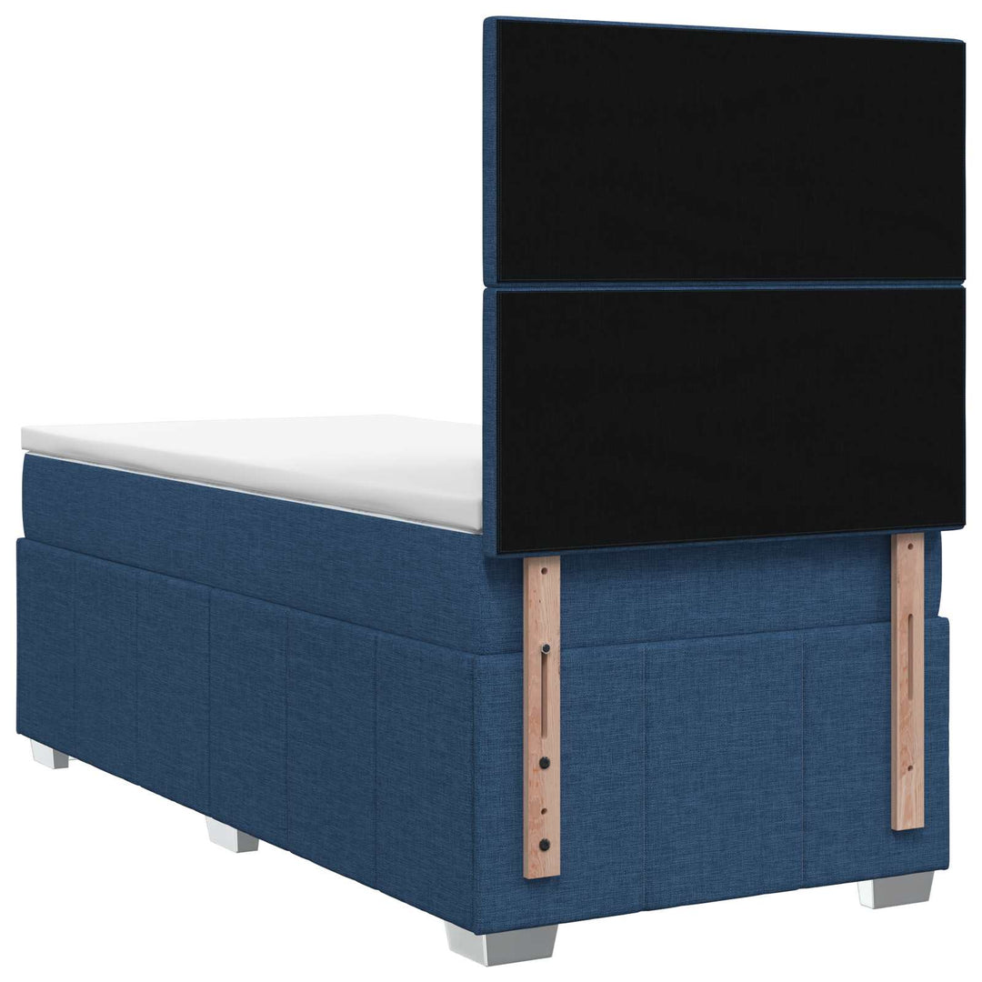 Boxmadras med topmadras med hovedgærde Blå 100 x 200 cm Stof