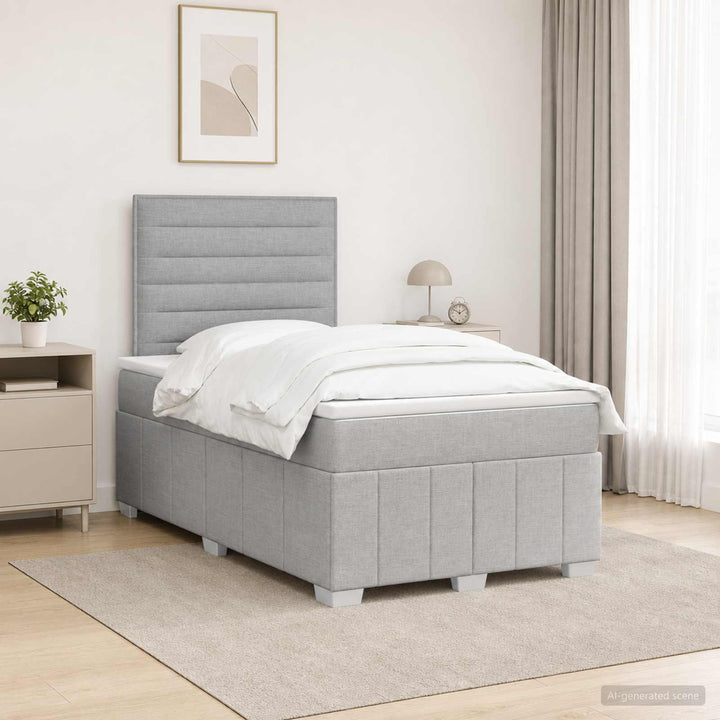 Boxmadras med topmadras Lysegrå 120 x 190 cm Stof