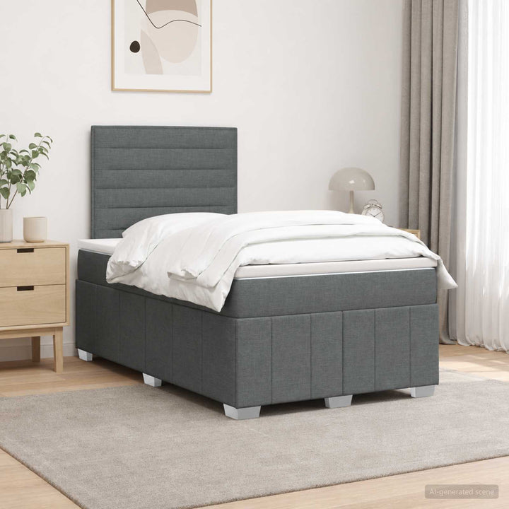 Boxmadras med topmadras Mørkegrå 120 x 190 cm Stof