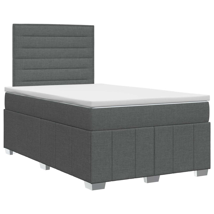 Boxmadras med topmadras Mørkegrå 120 x 190 cm Stof