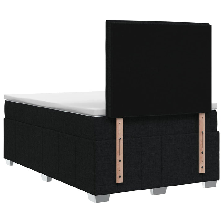 Boxmadras med topmadras med hovedgærde Sort 120 x 190 cm Stof