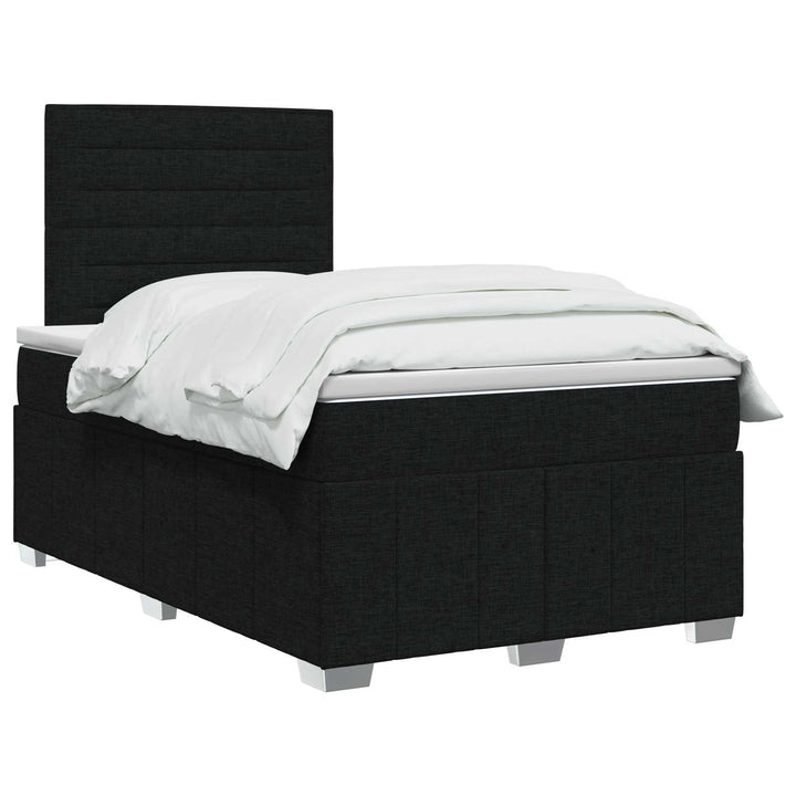 Boxmadras med topmadras med hovedgærde Sort 120 x 190 cm Stof