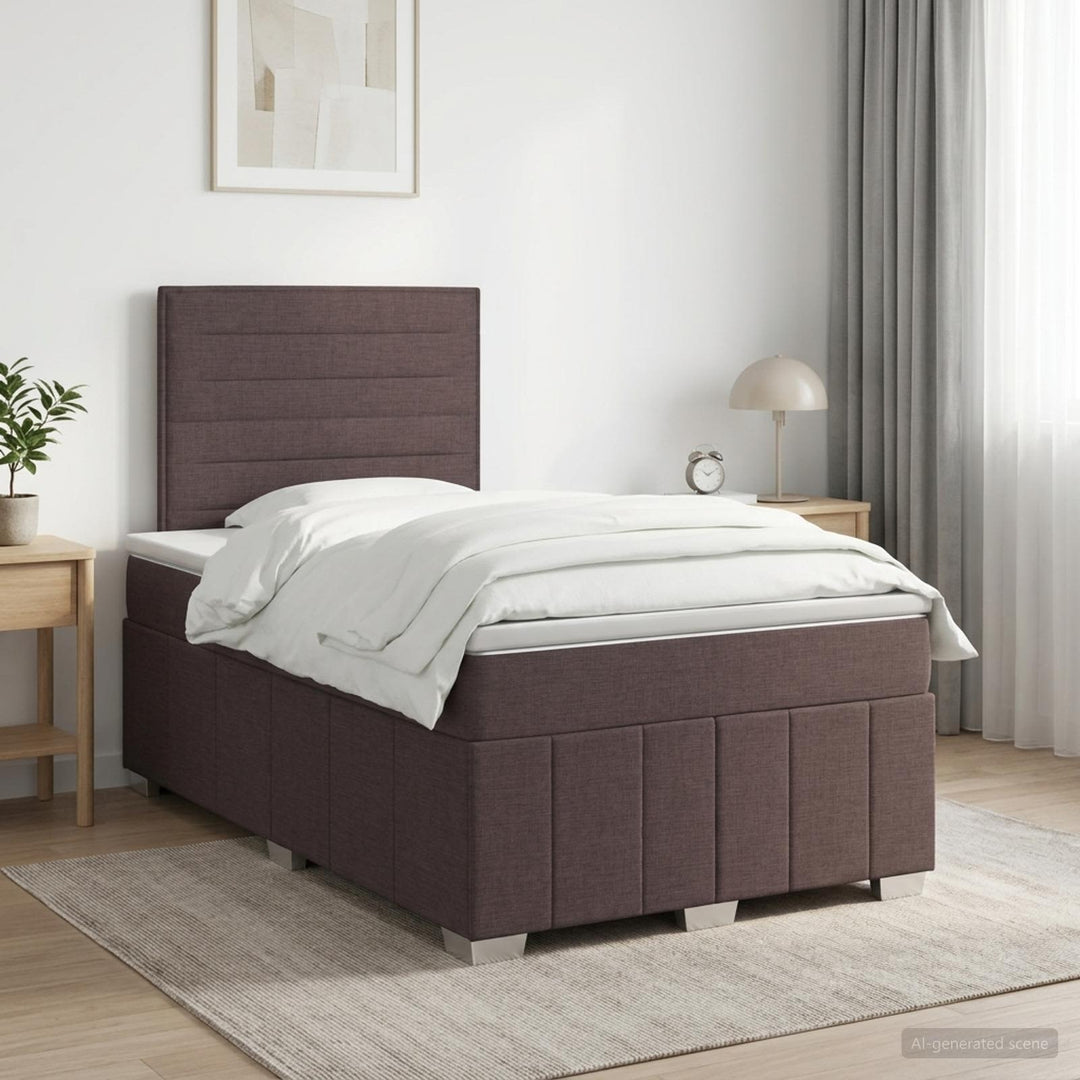 Boxmadras med topmadras Mørk Brun 120 x 190 cm Stof