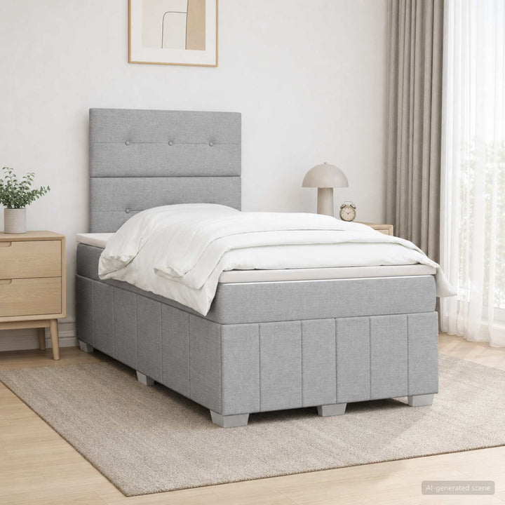 Boxmadras med topmadras Lysegrå 120 x 190 cm Stof