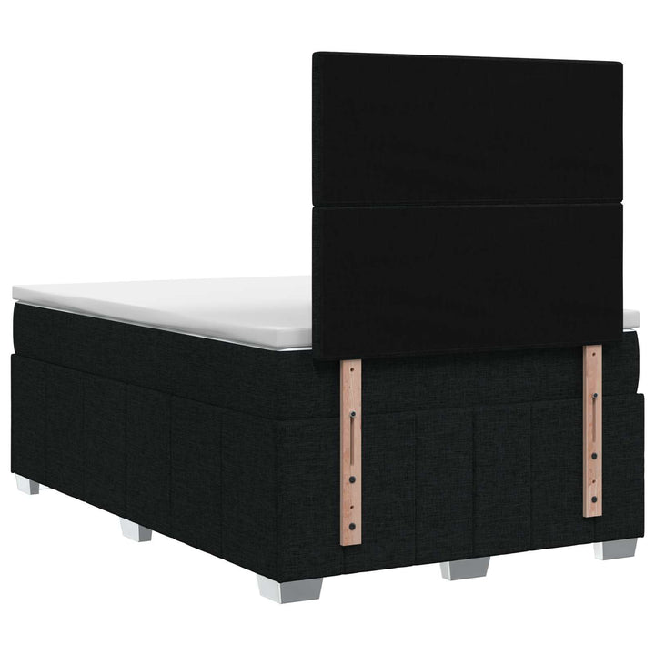 Boxmadras med topmadras med hovedgærde Sort 120 x 190 cm Stof