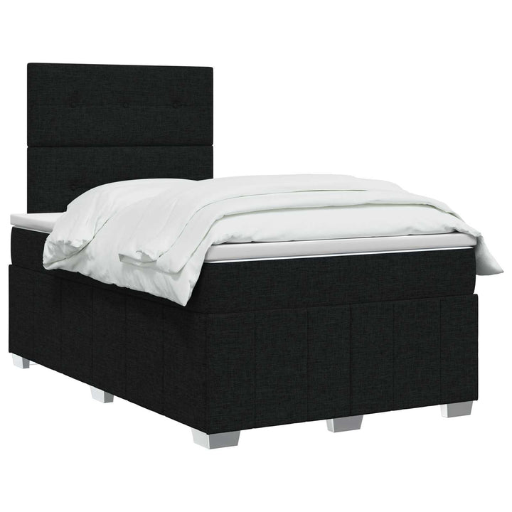 Boxmadras med topmadras med hovedgærde Sort 120 x 190 cm Stof