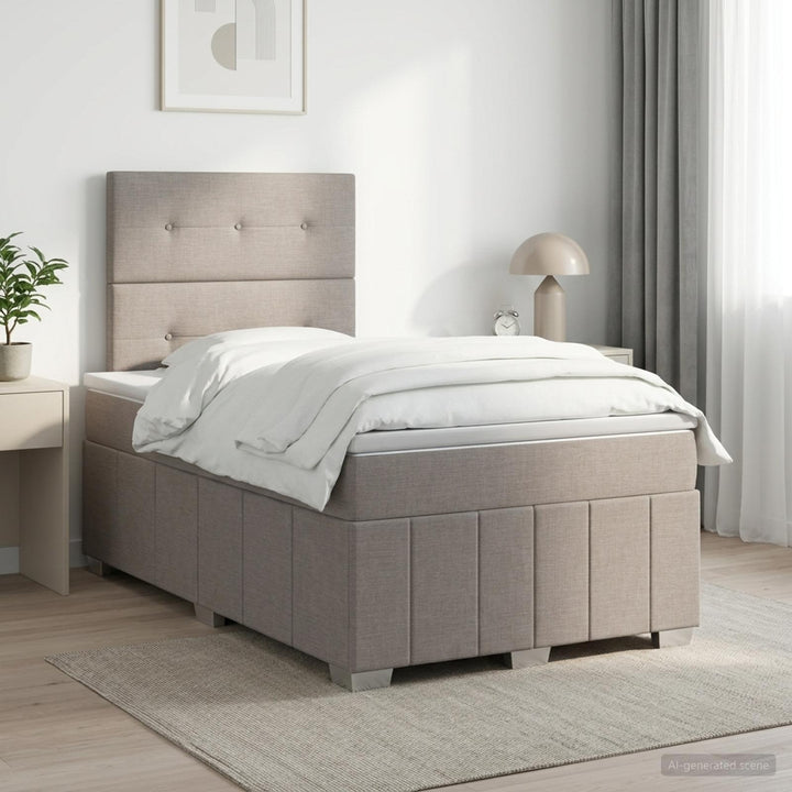 Boxmadras med topmadras Gråbrun 120 x 190 cm Stof