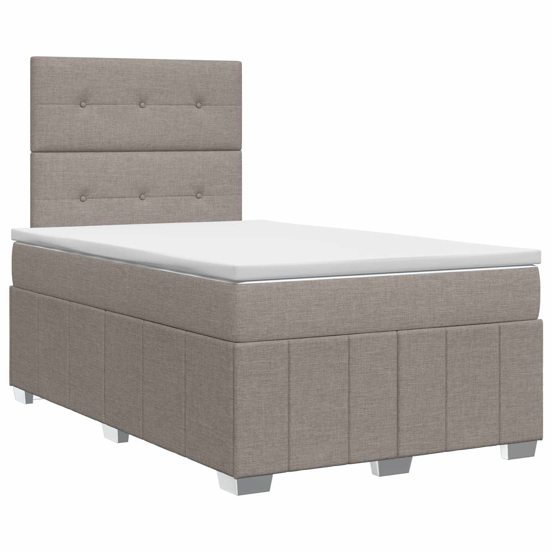 Boxmadras med topmadras Gråbrun 120 x 190 cm Stof