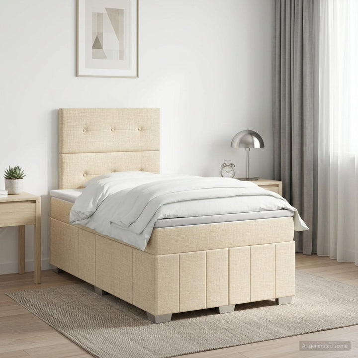Boxmadras med topmadras Cremefarvet 120 x 190 cm Stof