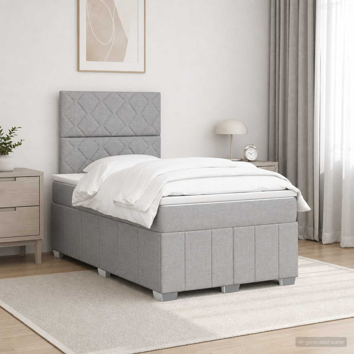 Boxmadras med topmadras Lysegrå 120 x 200 cm Stof