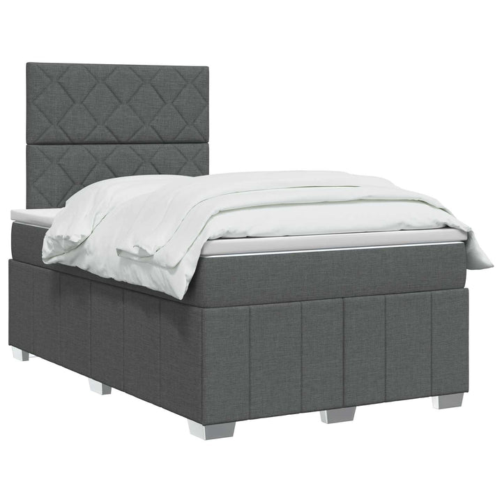 Boxmadras med topmadras Mørkegrå 120 x 190 cm Stof