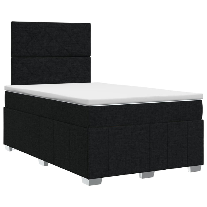 Boxmadras med topmadras med hovedgærde Sort 120 x 190 cm Stof
