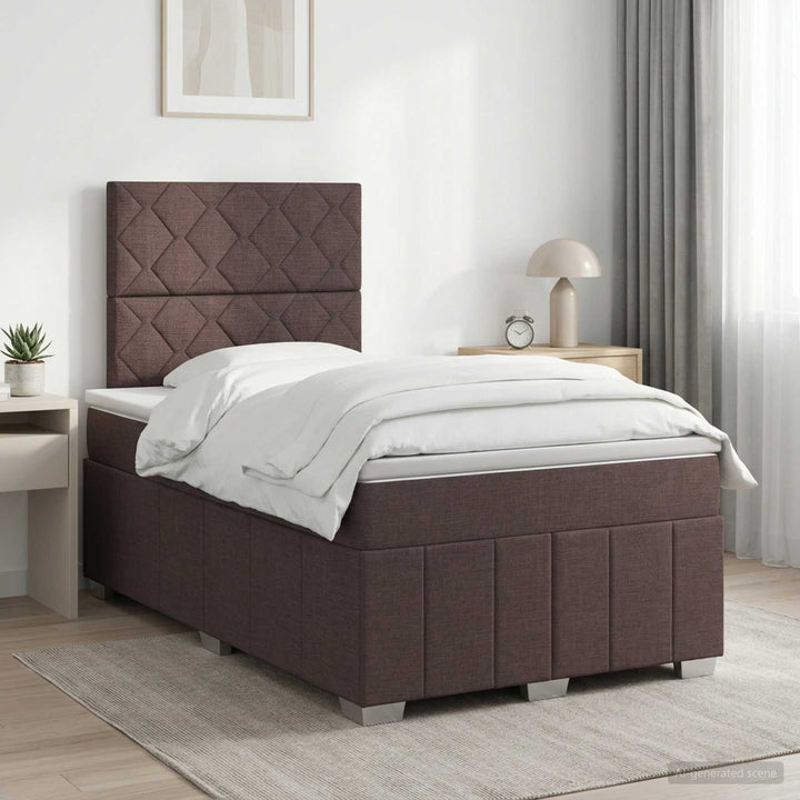 Boxmadras med topmadras Mørk Brun 120 x 190 cm Stof