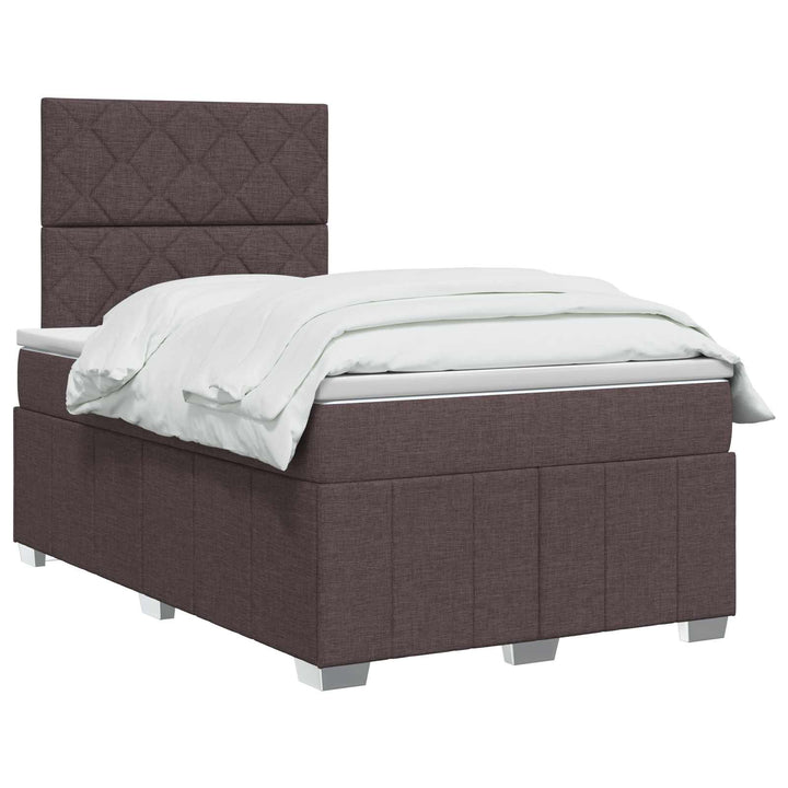 Boxmadras med topmadras Mørk Brun 120 x 200 cm Stof