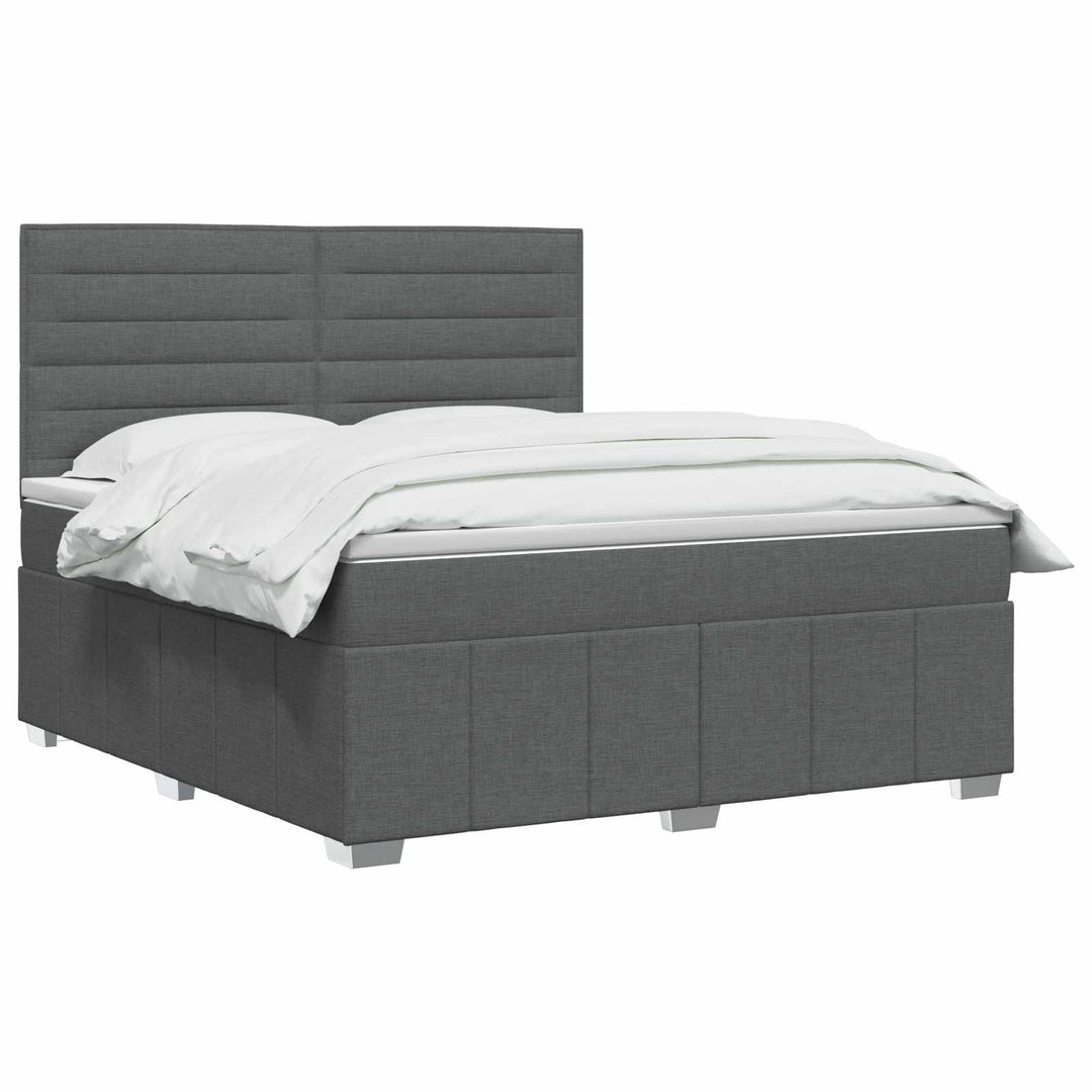 Boxmadras med topmadras Mørkegrå 140 x 190 cm Stof