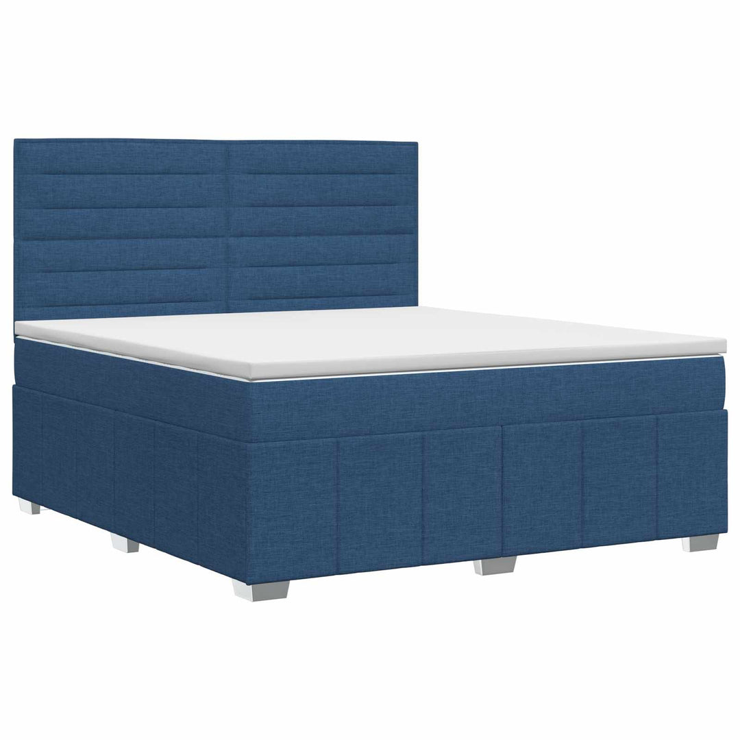 Boxmadras med topmadras med hovedgærde Blå 140 x 190 cm Stof