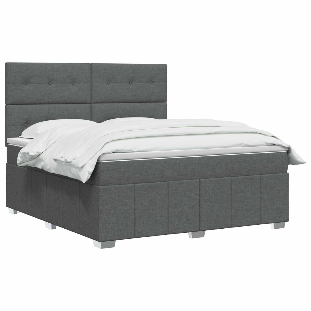 Boxmadras med topmadras Mørkegrå 140 x 190 cm Stof
