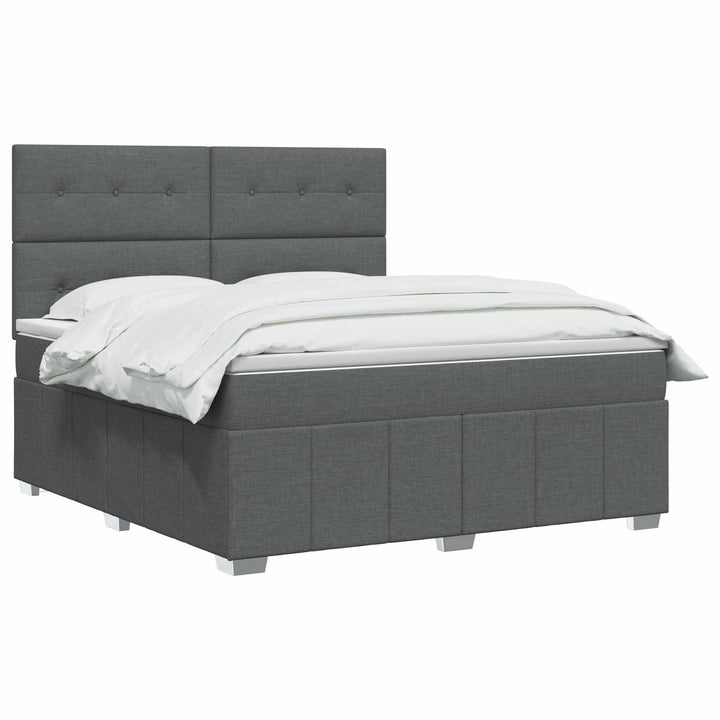 Boxmadras med topmadras Mørkegrå 140 x 190 cm Stof