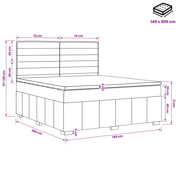 Boxmadras med topmadras Cremefarvet 140 x 200 cm Stof