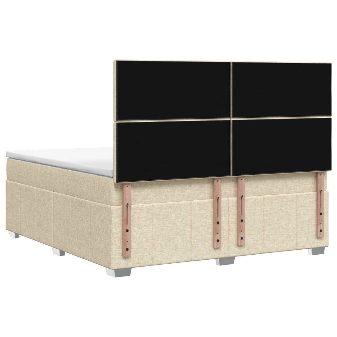 Boxmadras med topmadras Cremefarvet 140 x 200 cm Stof
