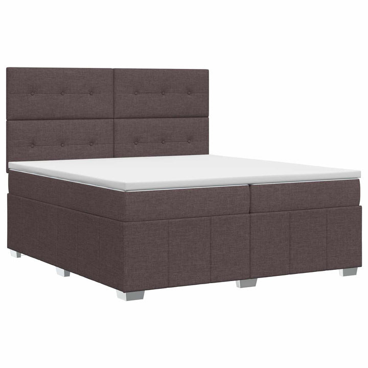 Boxmadras med topmadras Mørk Brun 160 x 200 cm Stof