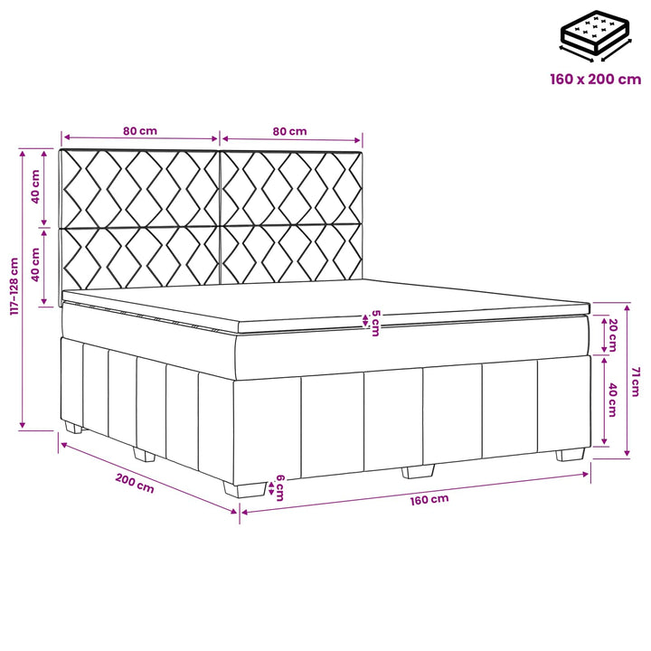 Boxmadras med topmadras Gråbrun 160 x 200 cm Stof