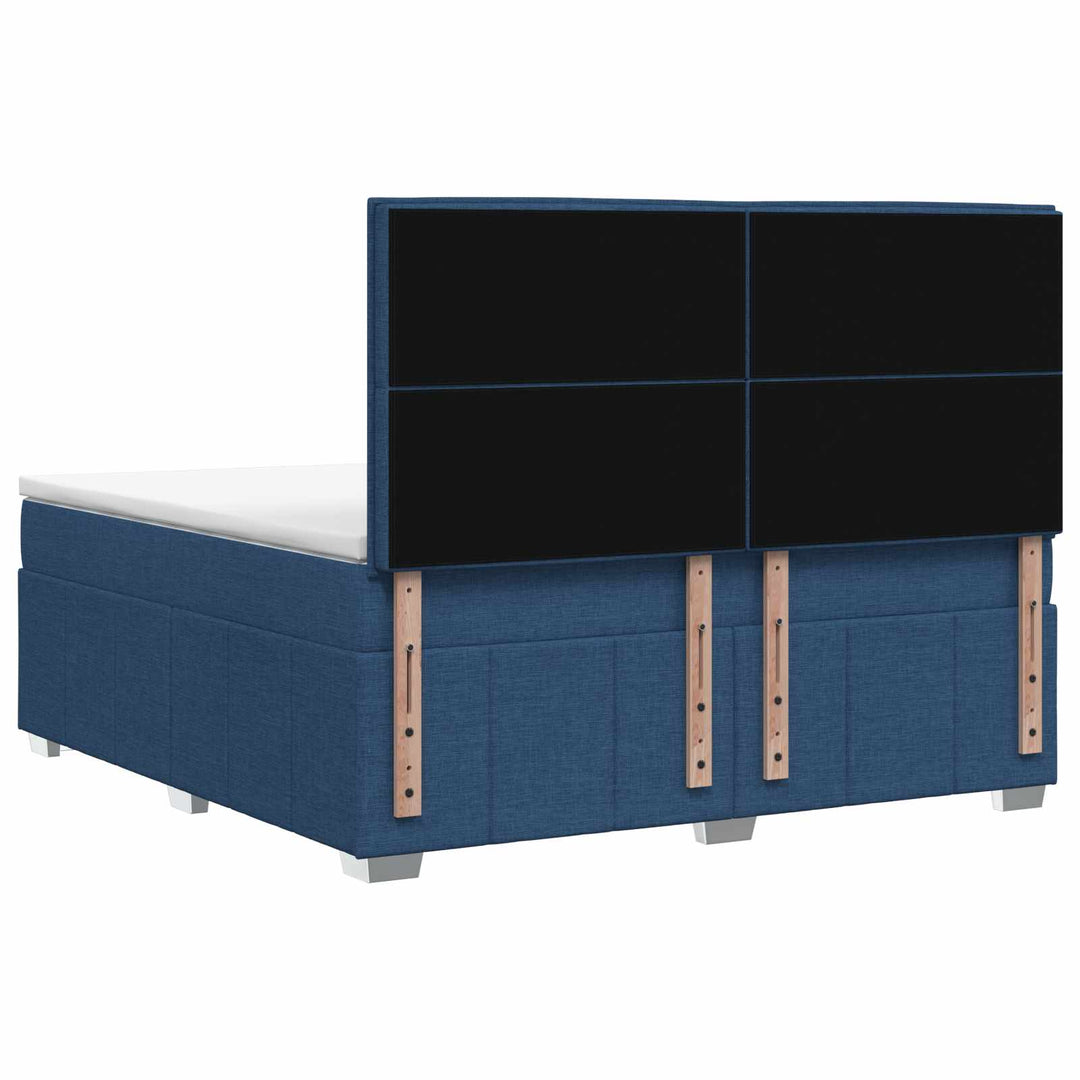 Boxmadras med topmadras med hovedgærde Blå 160 x 200 cm Stof