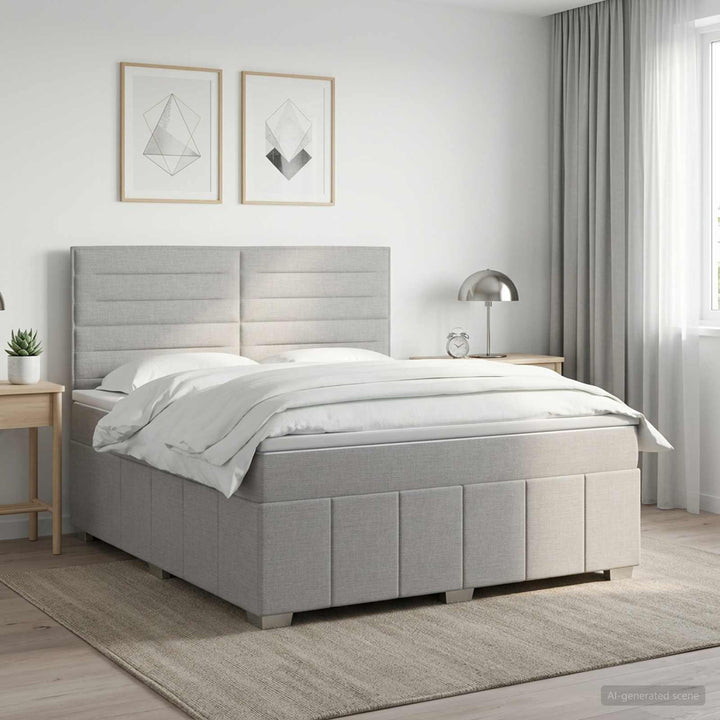 Boxmadras med topmadras Lysegrå 140 x 190 cm Stof