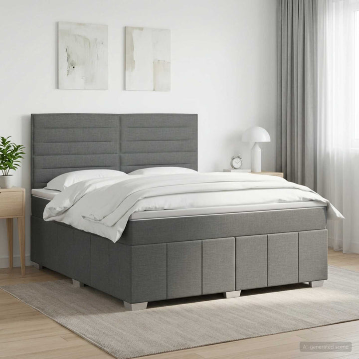 Boxmadras med topmadras Mørkegrå 140 x 200 cm Stof
