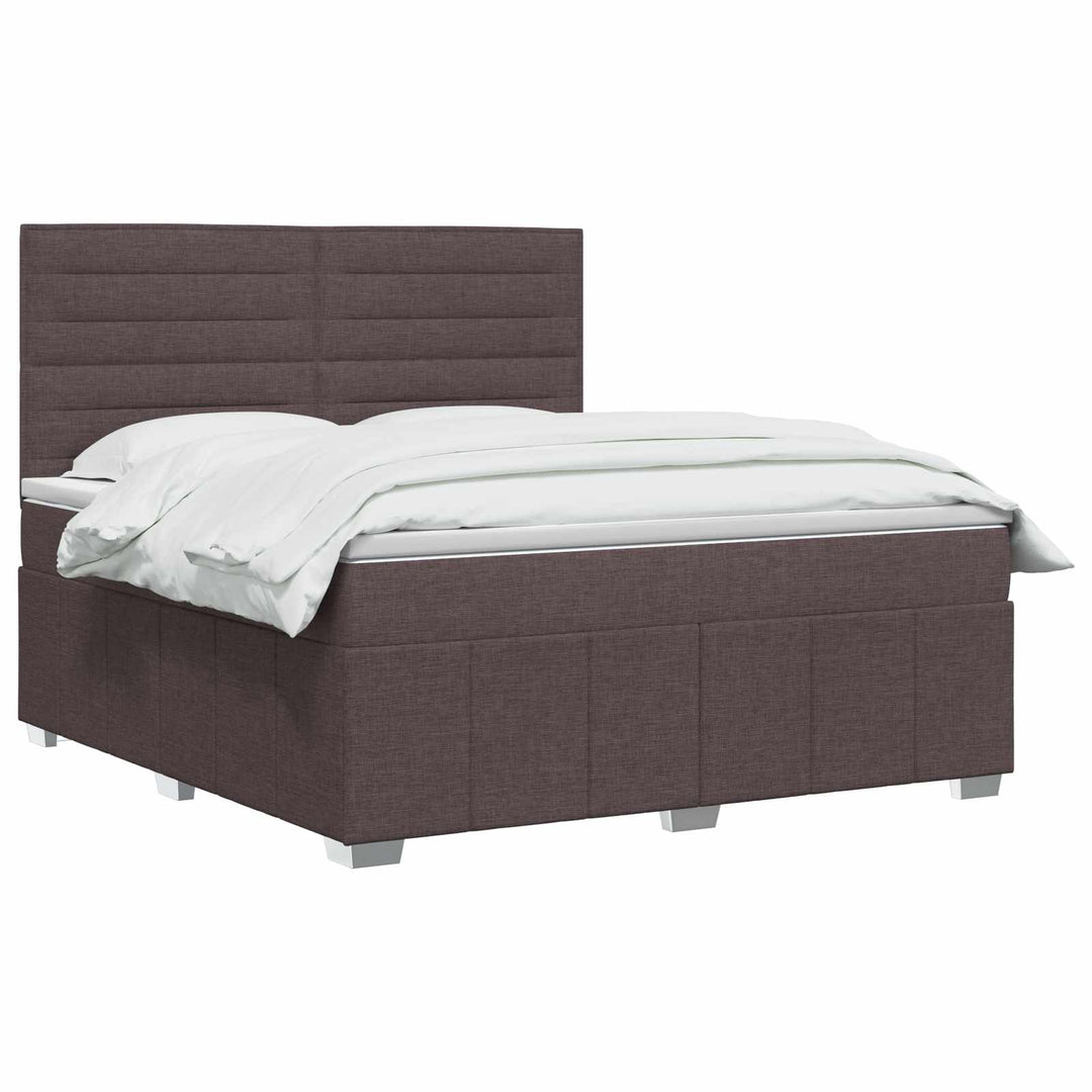 Boxmadras med topmadras Mørk Brun 180 x 200 cm Stof