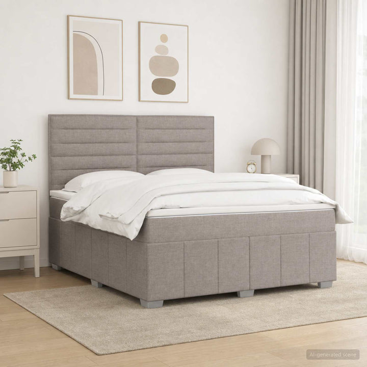 Boxmadras med topmadras Gråbrun 140 x 200 cm Stof