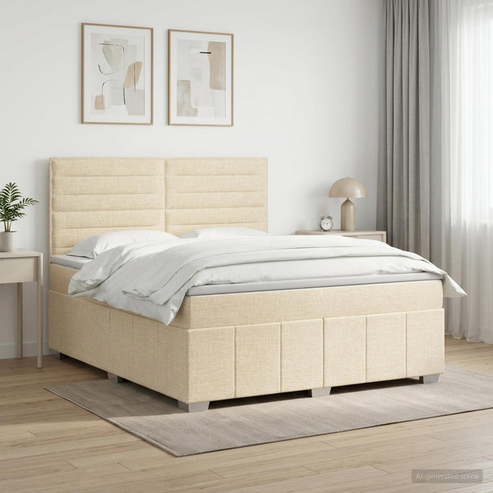 Boxmadras med topmadras Cremefarvet 140 x 190 cm Stof
