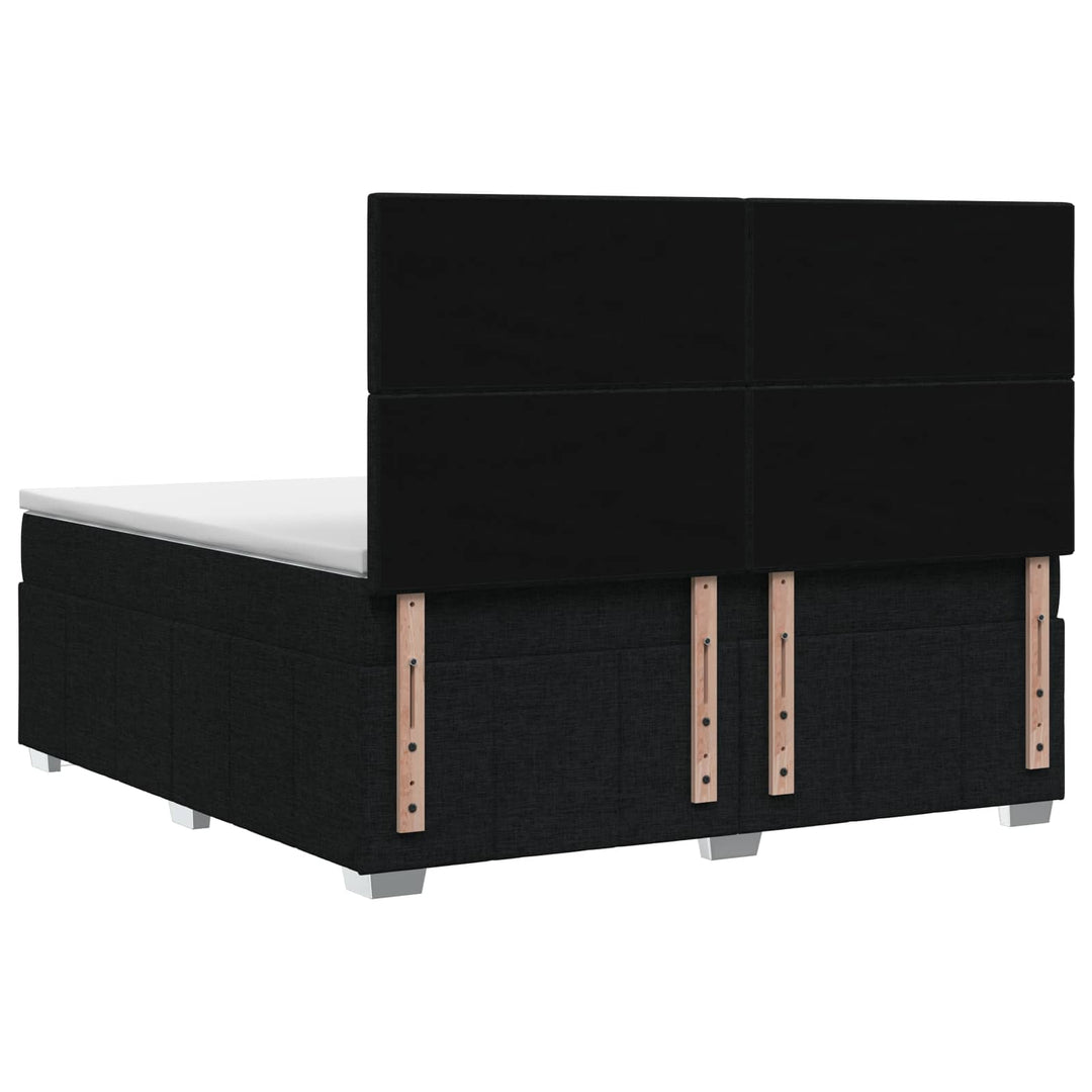 Boxmadras med topmadras med hovedgærde Sort 180 x 200 cm Stof