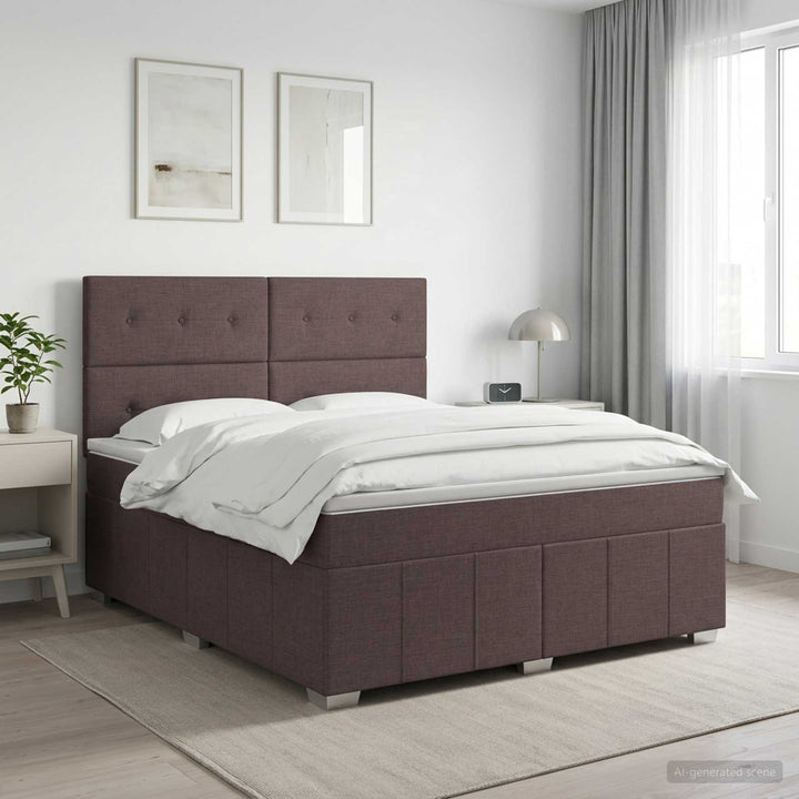 Boxmadras med topmadras Mørk Brun 160 x 200 cm Stof