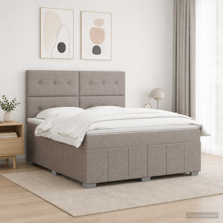 Boxmadras med topmadras Gråbrun 140 x 190 cm Stof