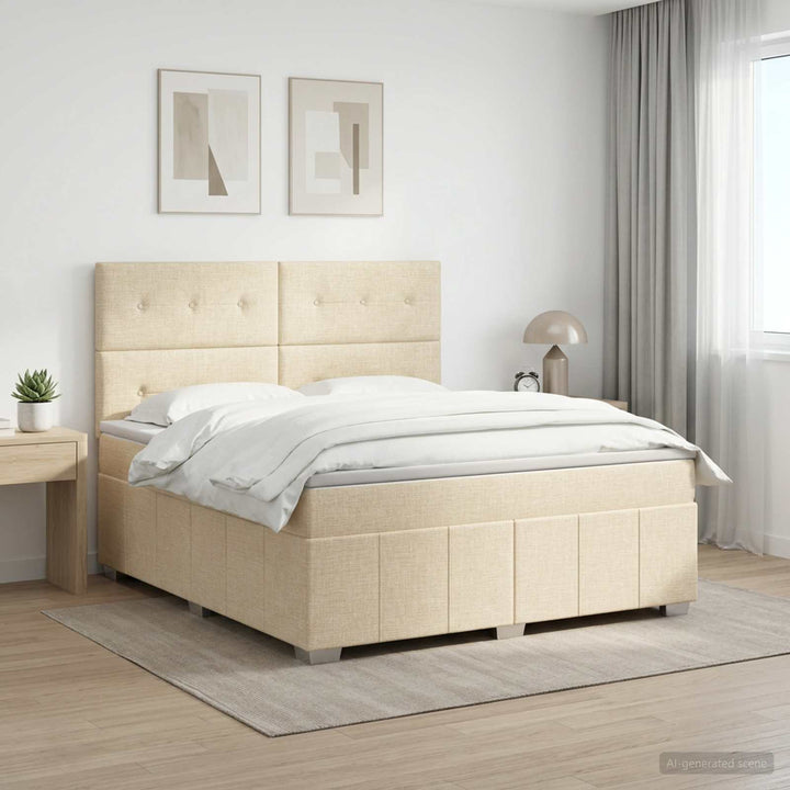Boxmadras med topmadras Cremefarvet 140 x 190 cm Stof