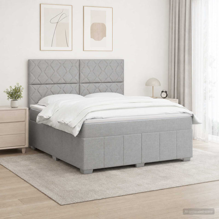 Boxmadras med topmadras Lysegrå 180 x 200 cm Stof