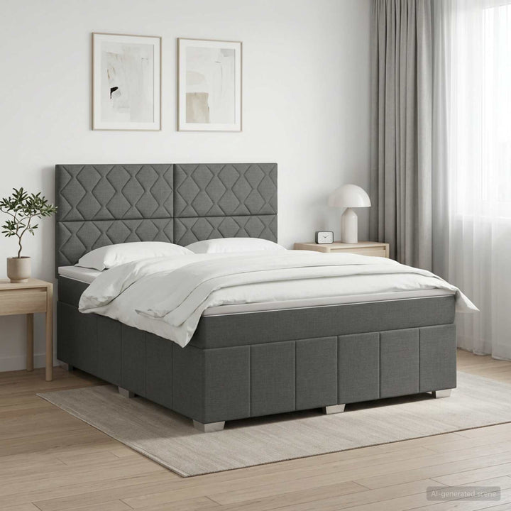 Boxmadras med topmadras Mørkegrå 140 x 190 cm Stof