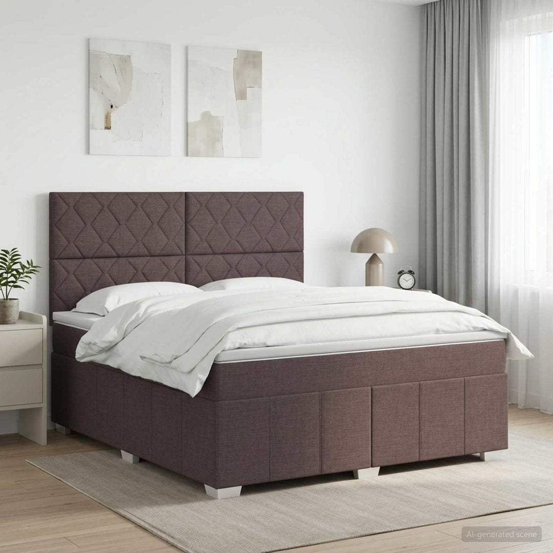 Boxmadras med topmadras Mørk Brun 140 x 200 cm Stof