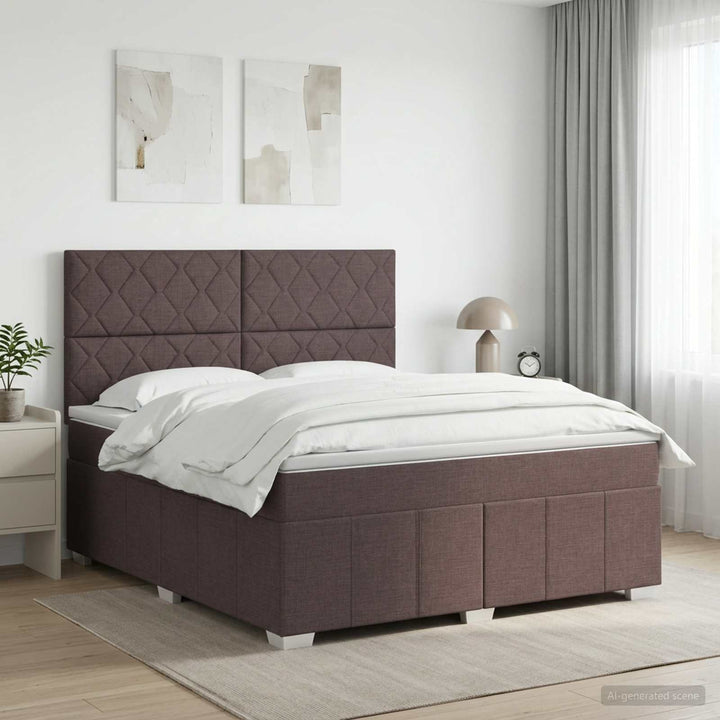 Boxmadras med topmadras Mørk Brun 140 x 200 cm Stof
