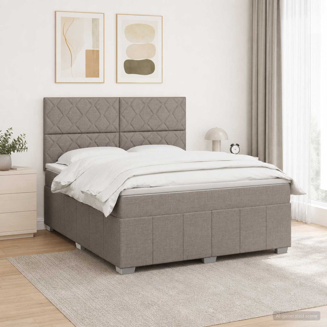 Boxmadras med topmadras Gråbrun 140 x 190 cm Stof