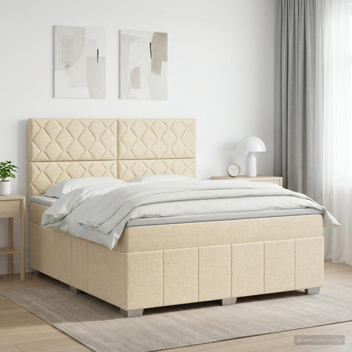 Boxmadras med topmadras Cremefarvet 140 x 200 cm Stof