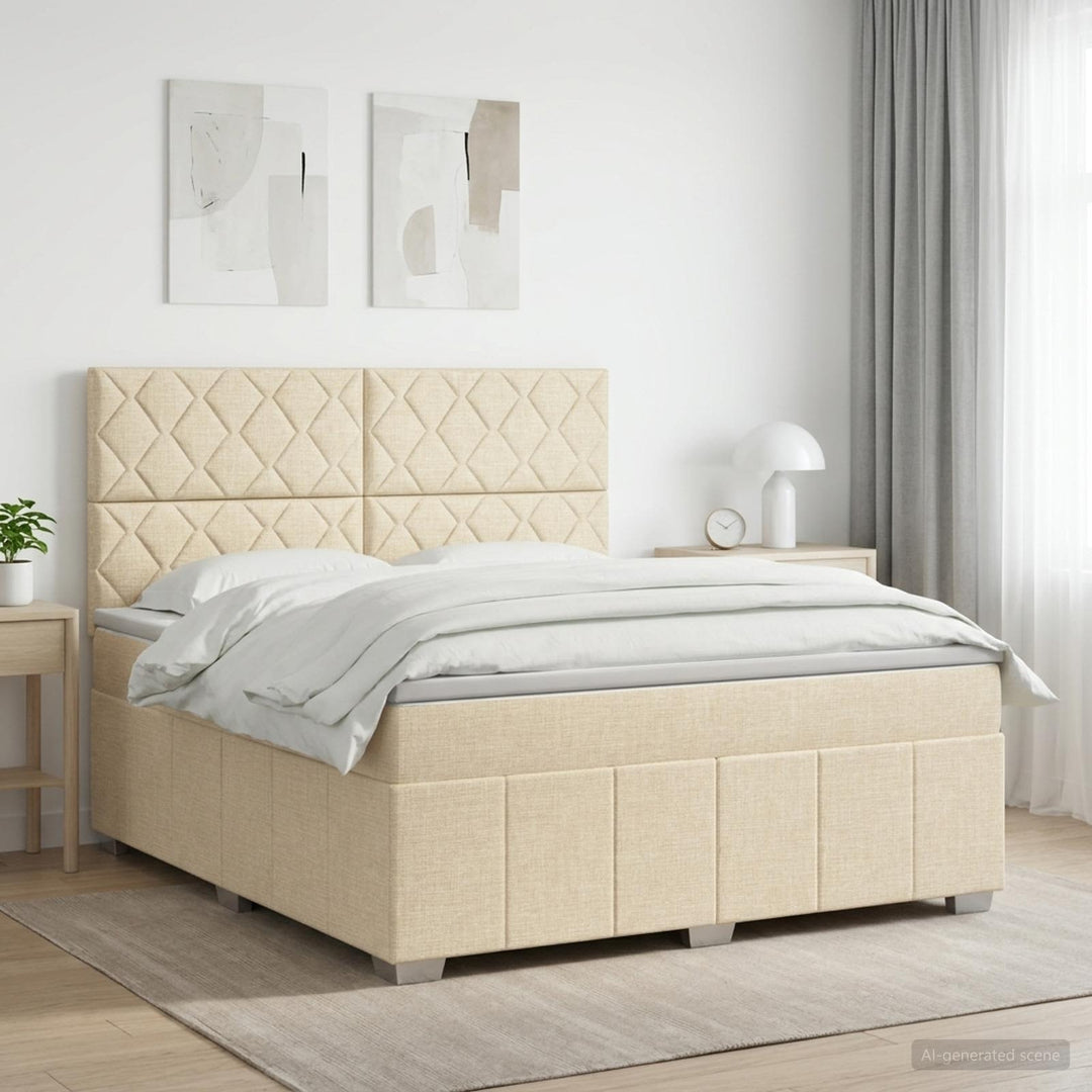 Boxmadras med topmadras Cremefarvet 140 x 190 cm Stof