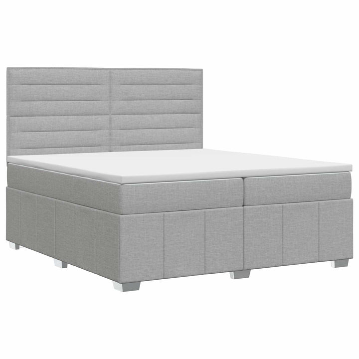 Boxmadras med topmadras Lysegrå 200 x 200 cm Stof