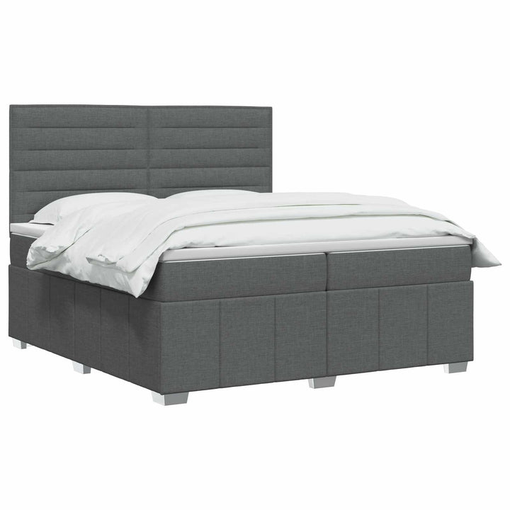 Boxmadras med topmadras Mørkegrå 200 x 200 cm Stof