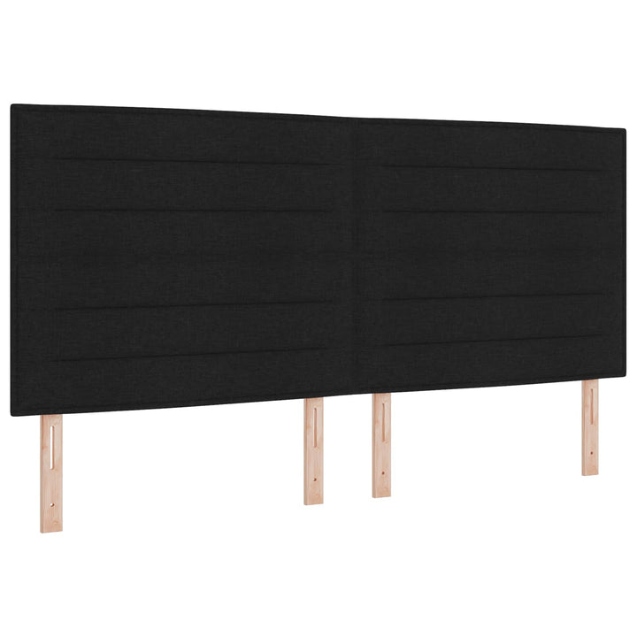 Boxmadras med topmadras med hovedgærde Sort 200 x 200 cm Stof
