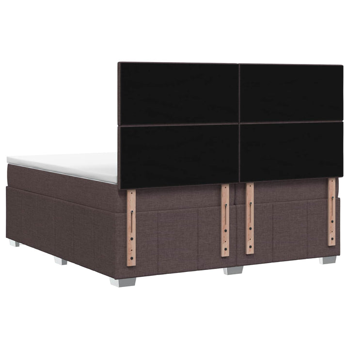 Boxmadras med topmadras Mørk Brun 200 x 200 cm Stof