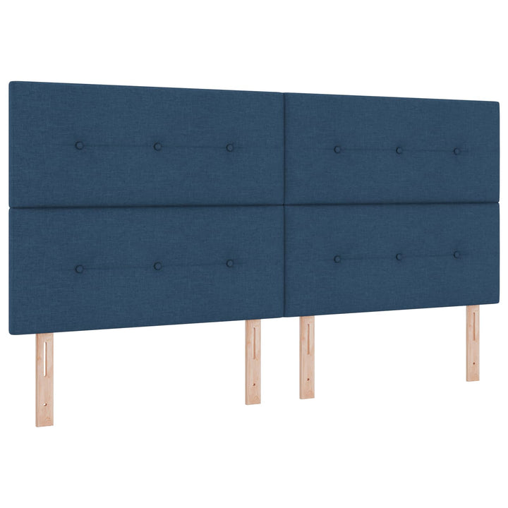 Boxmadras med topmadras med hovedgærde Blå 200 x 200 cm Stof