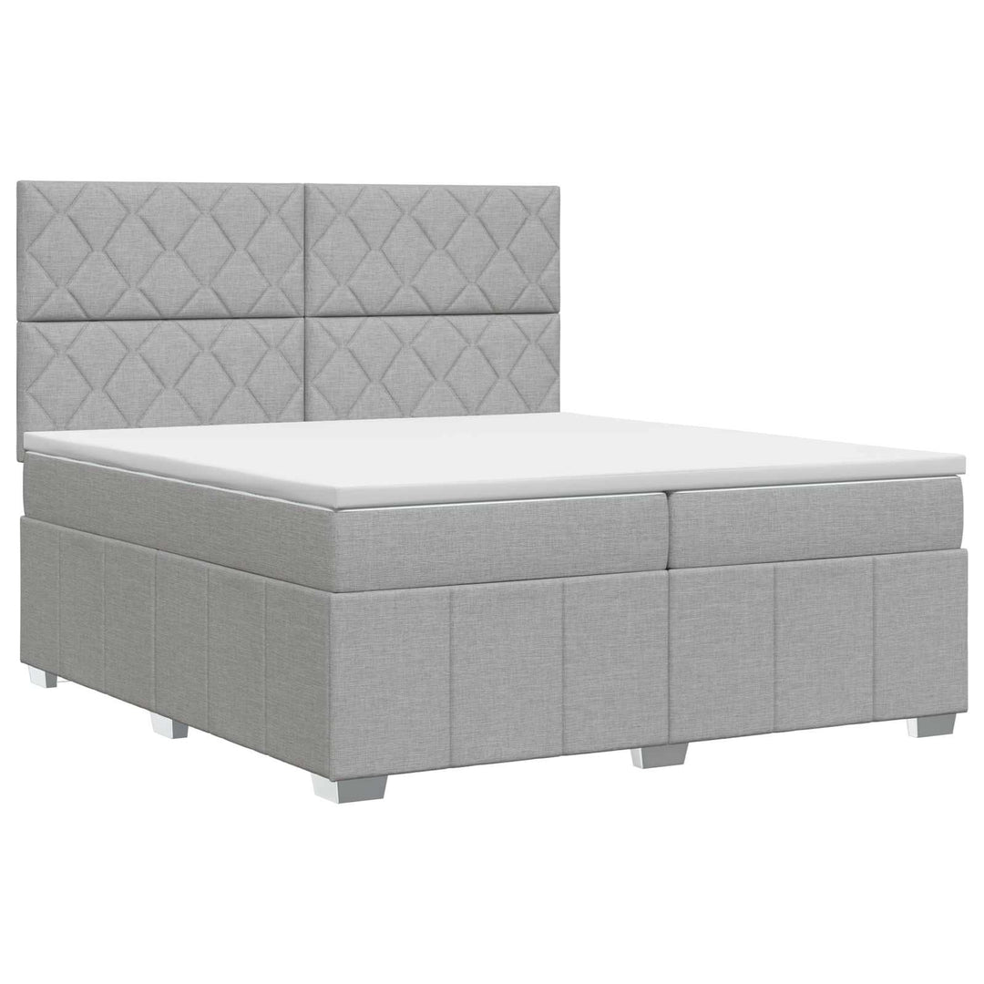 Boxmadras med topmadras Lysegrå 200 x 200 cm Stof